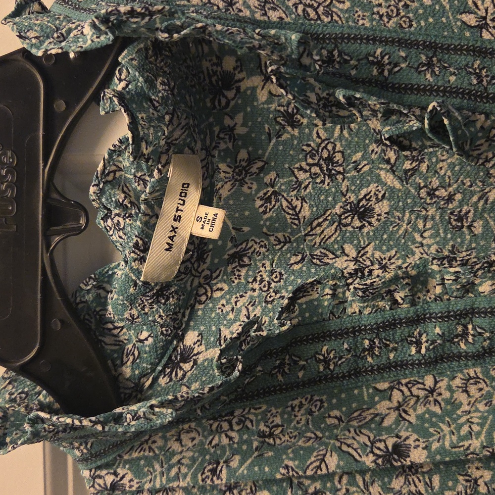 Max Studio Green Floral Ruffle Midi Dress - Picture 2 of 5